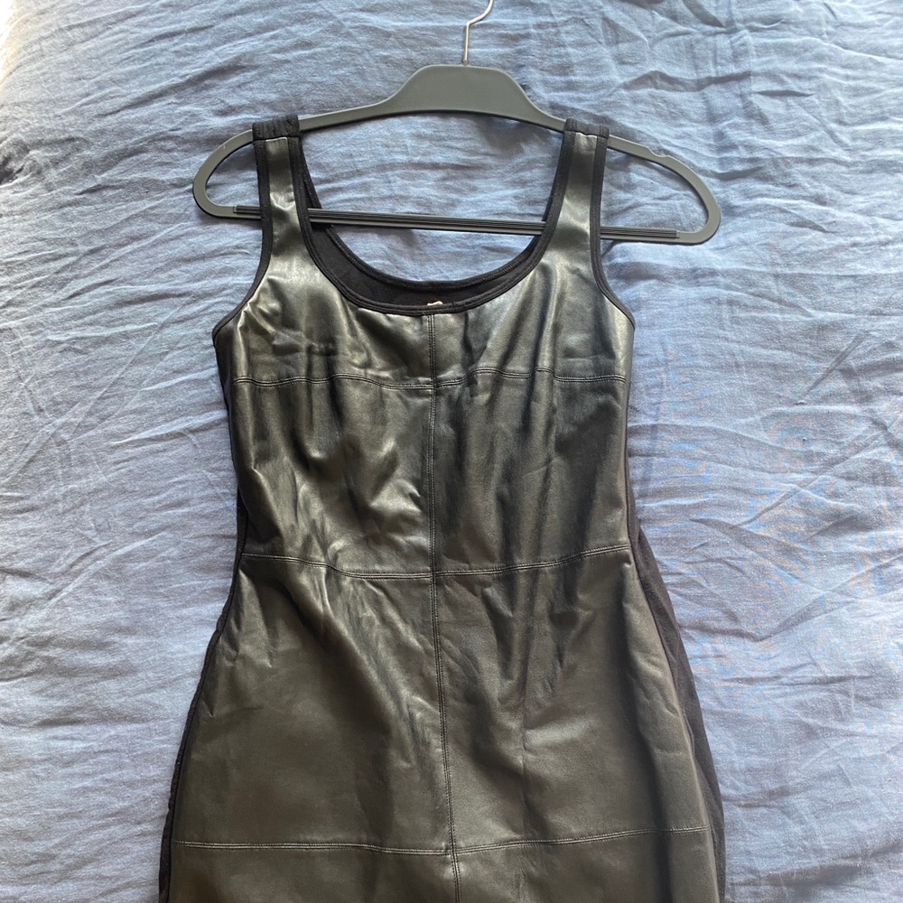 Bailey 44 Black Faux Leather Knee-Length Dress